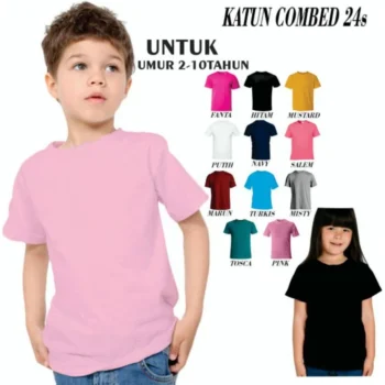 KAOS OBLONG ANAK ANAK UNISEX COTTON COMBED TSHIRT POLOS UMUR 2-10 TAHUN