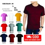 KAOS POLOS DEWASA COTTON COMBED UKURAN M-L-XL-XXL-3XL