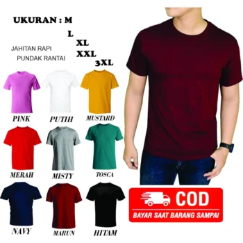KAOS POLOS DEWASA COTTON COMBED UKURAN M-L-XL-XXL-3XL